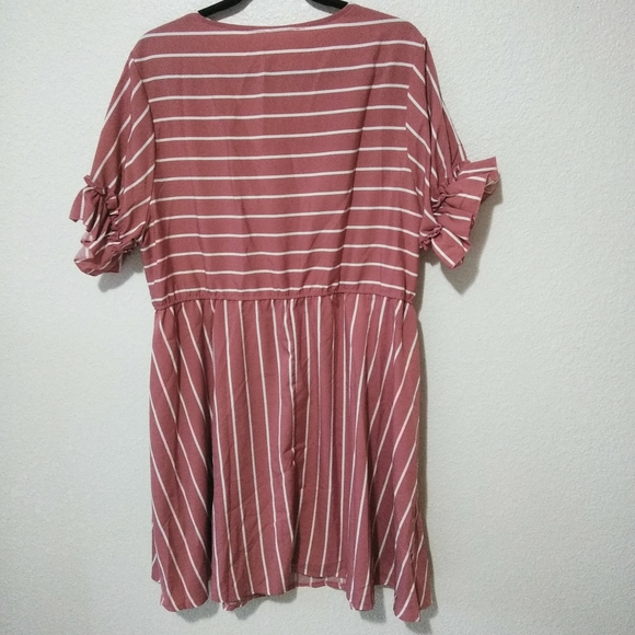 🚨50%off📦Shein Curve Dress Faux Wrap Knee Length Short Sleeve Pink 2X - Picture 4 of 12